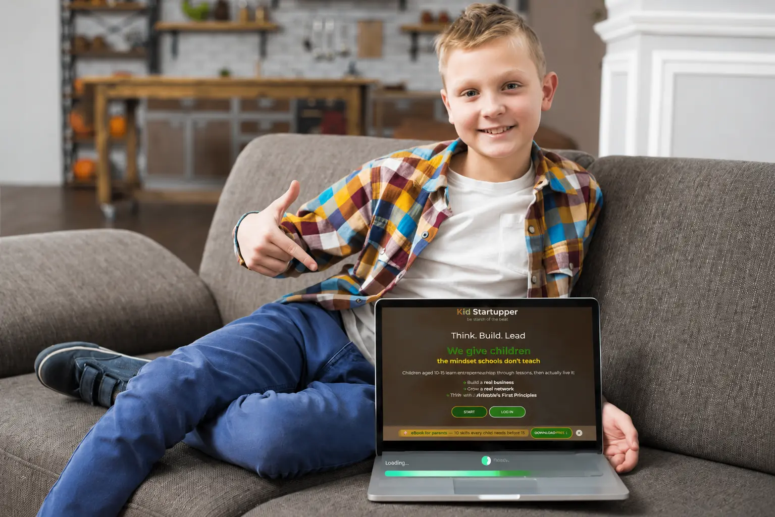 A student building their business inside the Kid Startupper platform